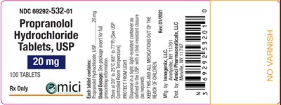 Propranolol 20mg 100ct Label